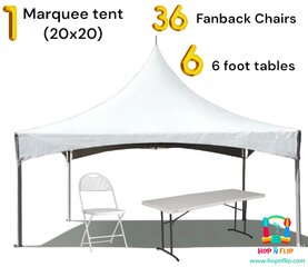 tents, tables and chairs package (silver package )