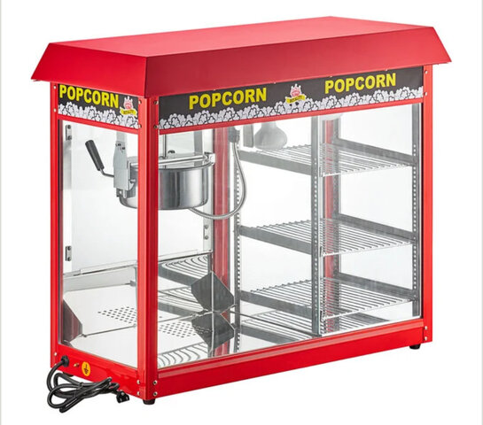 popcorn machine with warming shelves ( large parties) heavy duty 