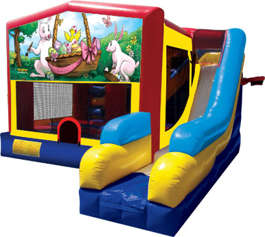 Bounce House with Easter theme rentals Bounce Hoppers