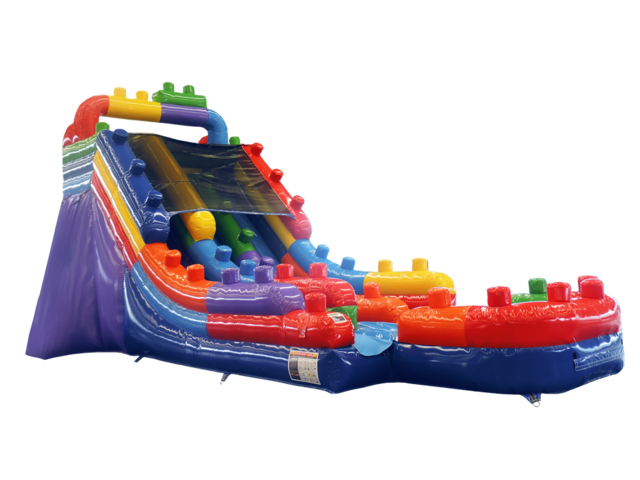 18ft Blocks Inflatable Dual Dry Slide 