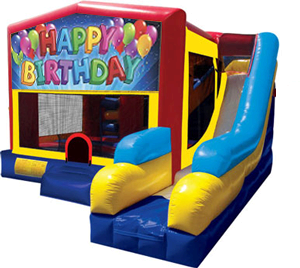 4-1 Combo 7 Bounce house with Slide Happy Birthday 