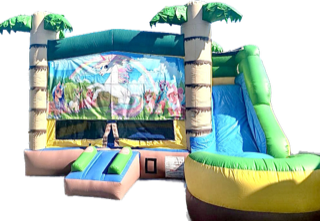 Unicorn in the Jungle Bounce House with Slide