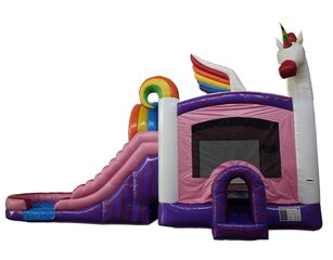 Unicorn Dual Lane Bounce House with Slide