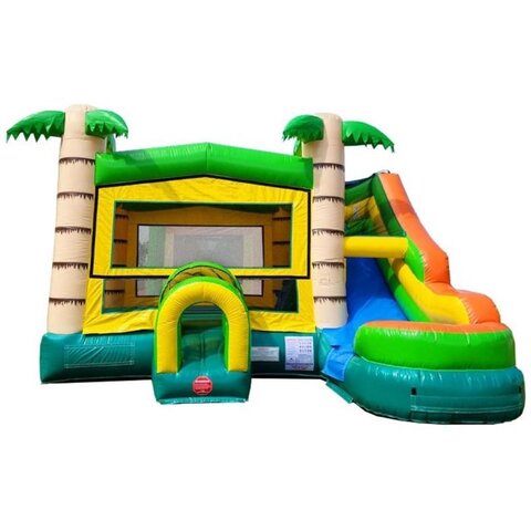 Tropical  Bounce House with Slide (optional Banner)