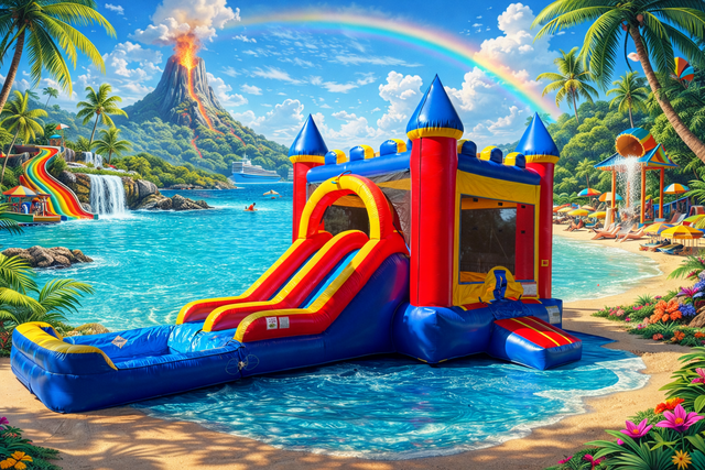 Dual Slide Castle Bounce House Slide Combo