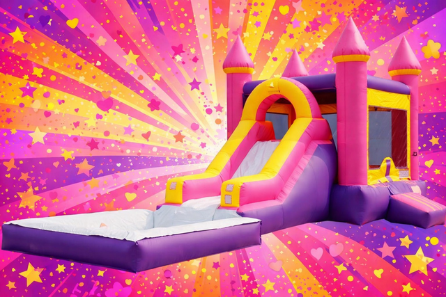 Pink Bounce House Slide Combo