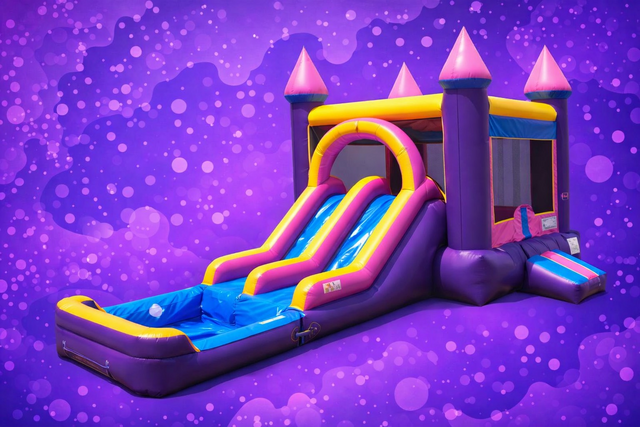 Purple Castle Bounce House slide Combo