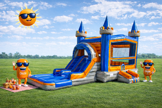 Orange Crush Bounce House Slide Combo (Wet or Dry)