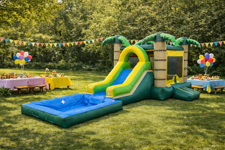 Tropical Bounce House Slide Combo (Wet or Dry)