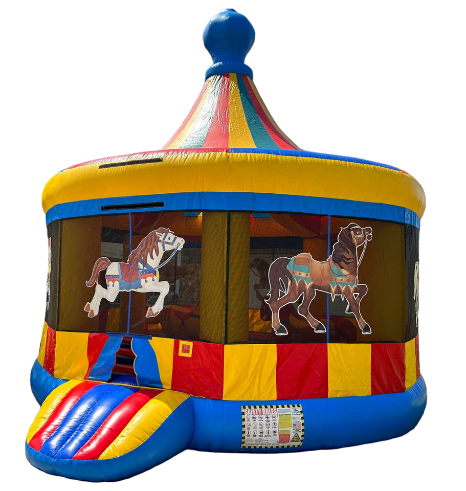 Carnival Circus Carousel, Merry Go Around Theme Bounce House Moonwalk Rental Houston, Party Rentals Humble, Bounce House Rental Humble