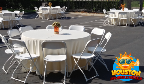 White Folding Chairs Rental and Round Tables Rental - Houston, TX