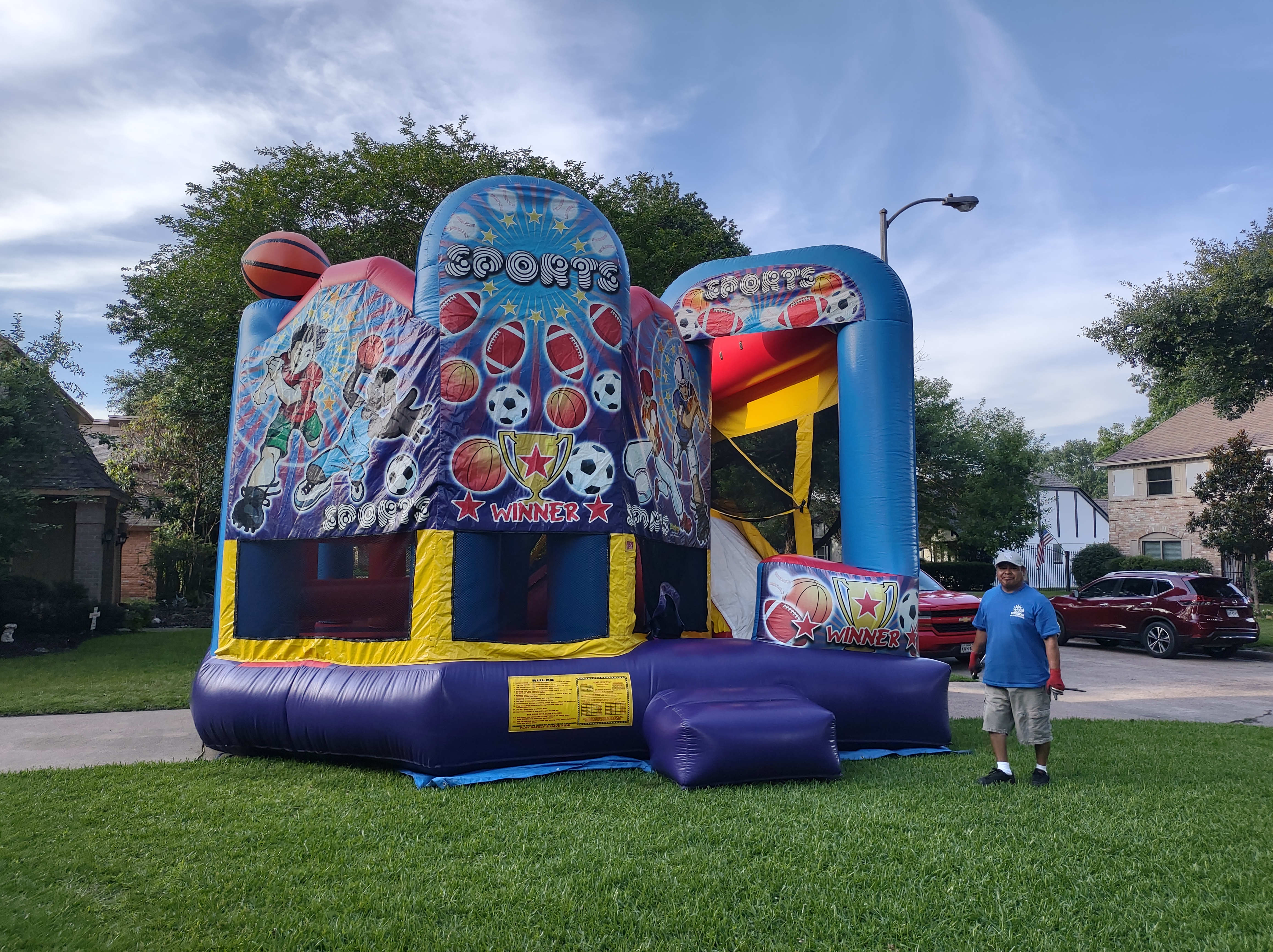 Sports Bounce House with Slide - Houston Inflatable Rentals