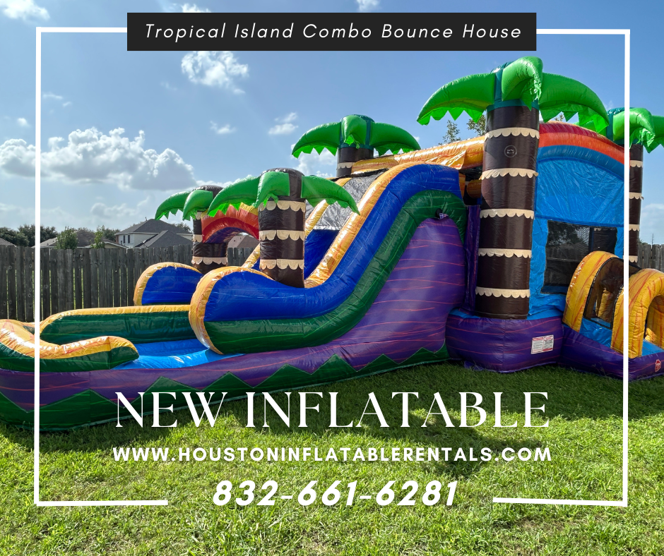 Palm Tree Bounce House with Slide - Houston Inflatable Rentals