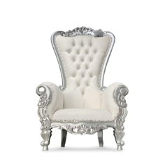 White Silver Throne Chair Rental