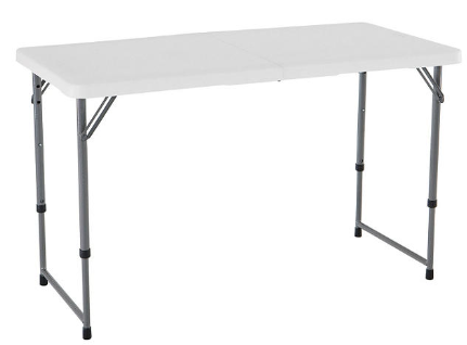 4 ft rectangle plastic table with adjustable height