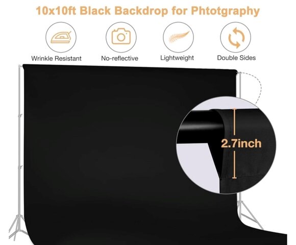 10 x 10 ft black backdrop for Photos