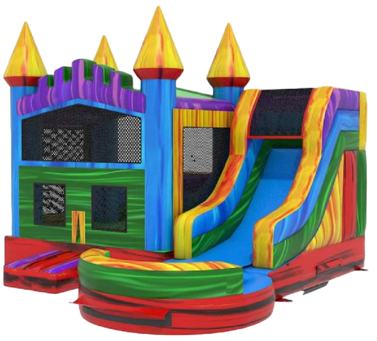 Marble Multicolored Castle Combo with Slide and Pool