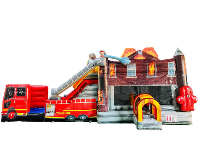 Fire Engine Bouncer with Dual Slides