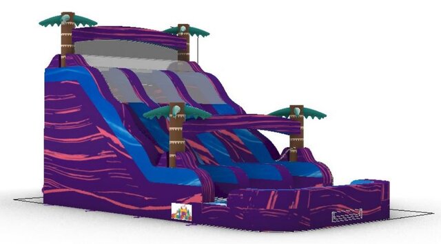 Purple and Blue Tropical Oasis - Double Lane 20 FT Slide