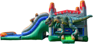 T-Rex Dino Bounce House with Waterslide Combo