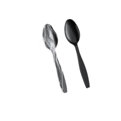 Spoons - Individually Wrapped Black Plastic Teaspoon (250 Count)
