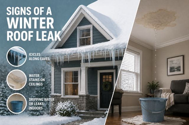 Sings of Roof Leak in Winter