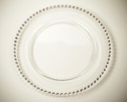 Clear Silver Beaded Charger