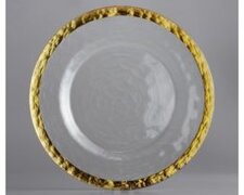 13" Gold Rim Alpine Glass Charger