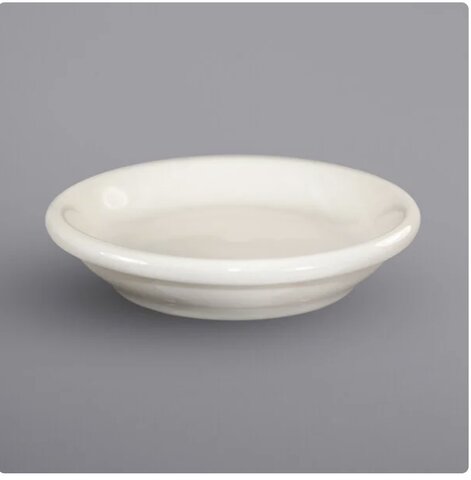 Butter Dish Ivory (American white) 3 1/4 inch Roll edge porcelain 