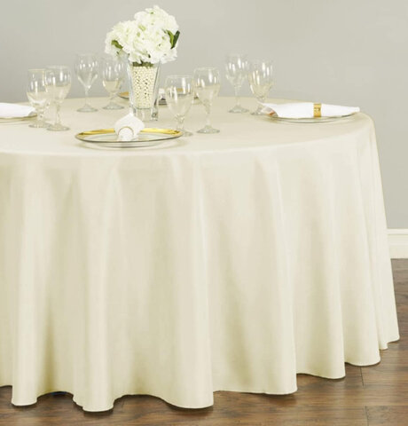 Round Polyester Ivory Tablecloth 120