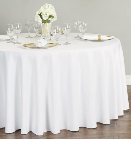 Round Polyester White Tablecloth 90