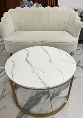 Velvet Loveseat and Matching Coffee Table - cream color