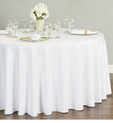 Round Polyester White Tablecloth 120"