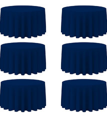 Round Polyester Navy Blue Tablecloth 120"