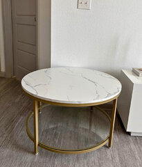 Create coffee table with gold frame 