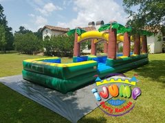 Tropical Dual Lane Slip N' slide with poolRecommended for ages 6+ Space Needed: 37'L x 14'W x 12'H
