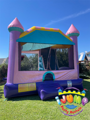Dazzling Palace Combo bounce house with slideRecommended for ages 4+ Space Needed: 24'L x 19'W x 18'H