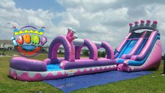 18' Ft. Princess Free Fall with poolRecommended for ages 6+ Space Needed: 68'L x 15'W x 20'H