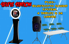Selfie Station Covered By A 10x10 Canopy + Generator, Bluetooth Sound System, 4 Tables & 24 Chairs