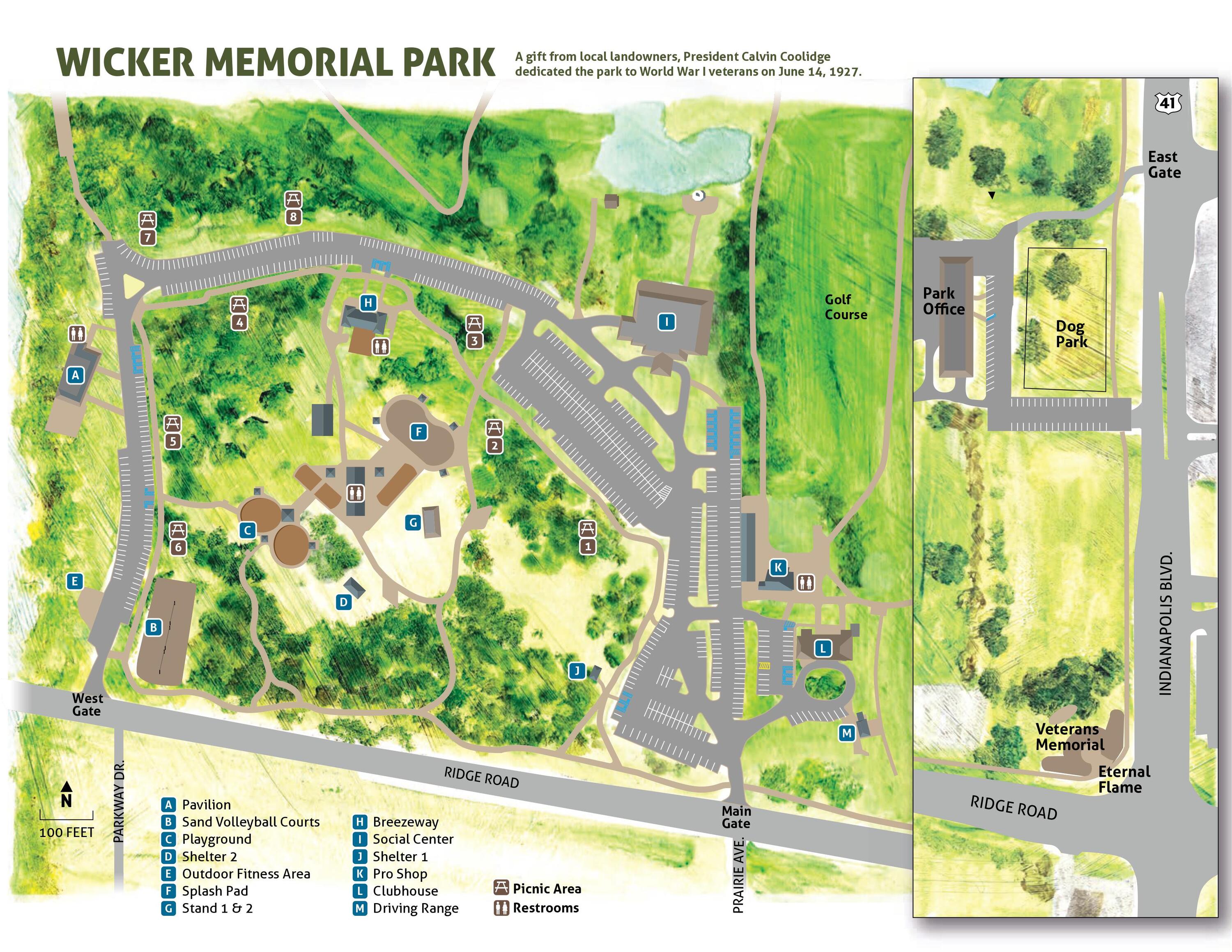 Wicker Memorial Park map