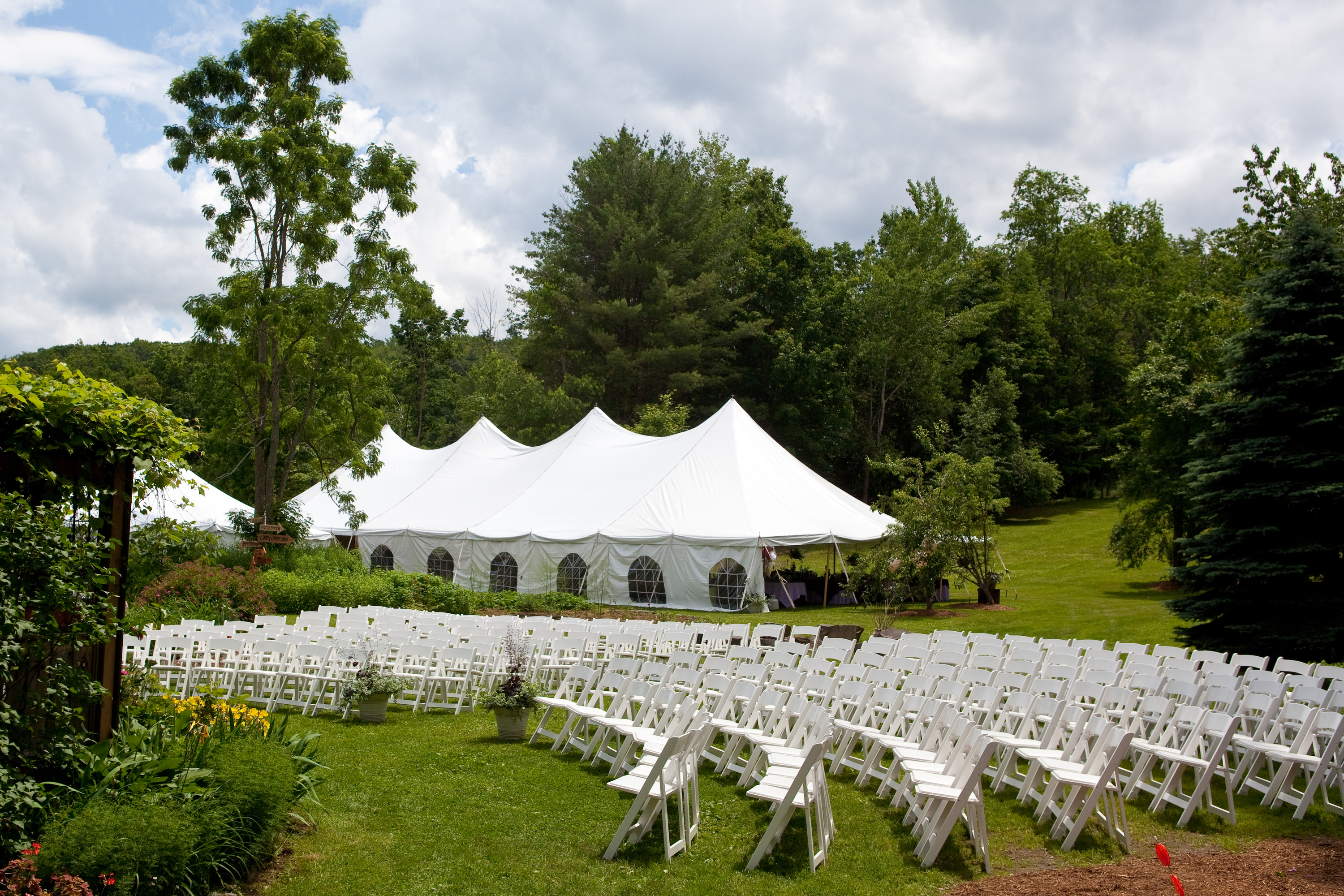 40X100 pole tent with ceremony chairs