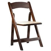 Walnut & Tan Wood Padded Chair