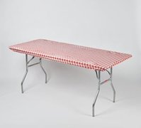 Red Gingham 8ft Banquet Quick Cover