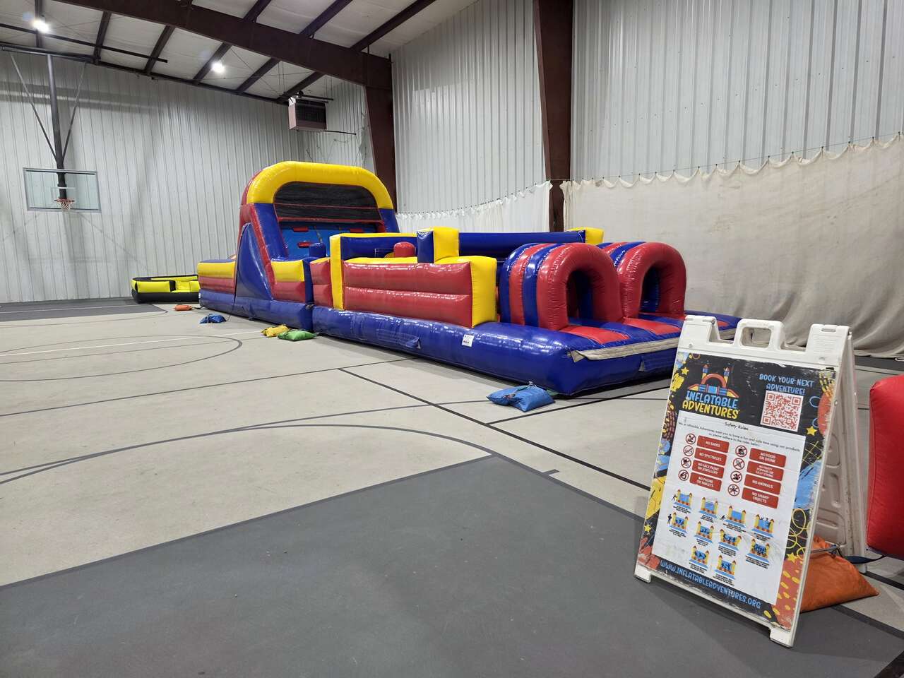 obstacle course in basketball gym