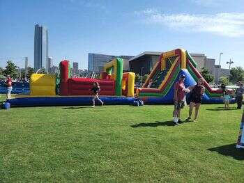 Inflatable adventure event setup in Oklahoma City