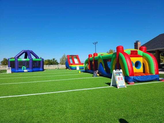 Party event setup with inflatables in Oklahoma City