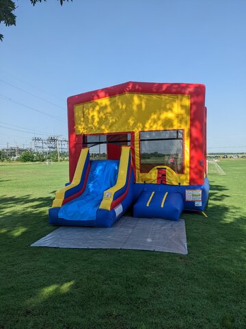 YELLOW/BLUE 3-in-1 Combo Bouncer with water slide