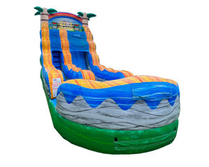 18ft Tiki Plunge Single Lane Water Slide With Inflated Pool