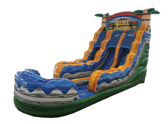 18ft Tiki Plunge Double Lane Water Slide With Inflated Pool
