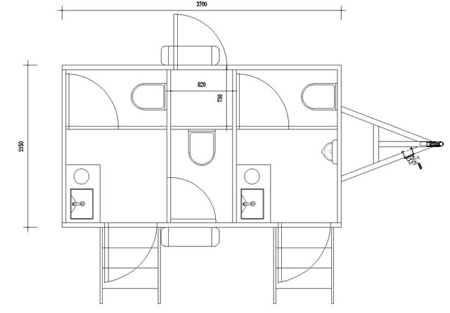 4 Stall Portable Bathroom Trailer